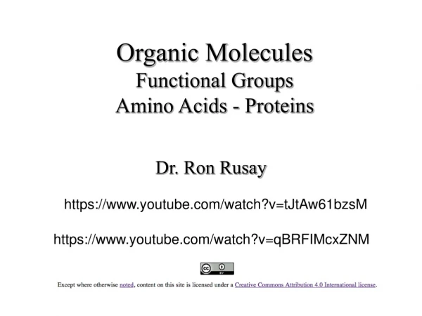 Organic Molecules Functional Groups Amino Acids - Proteins