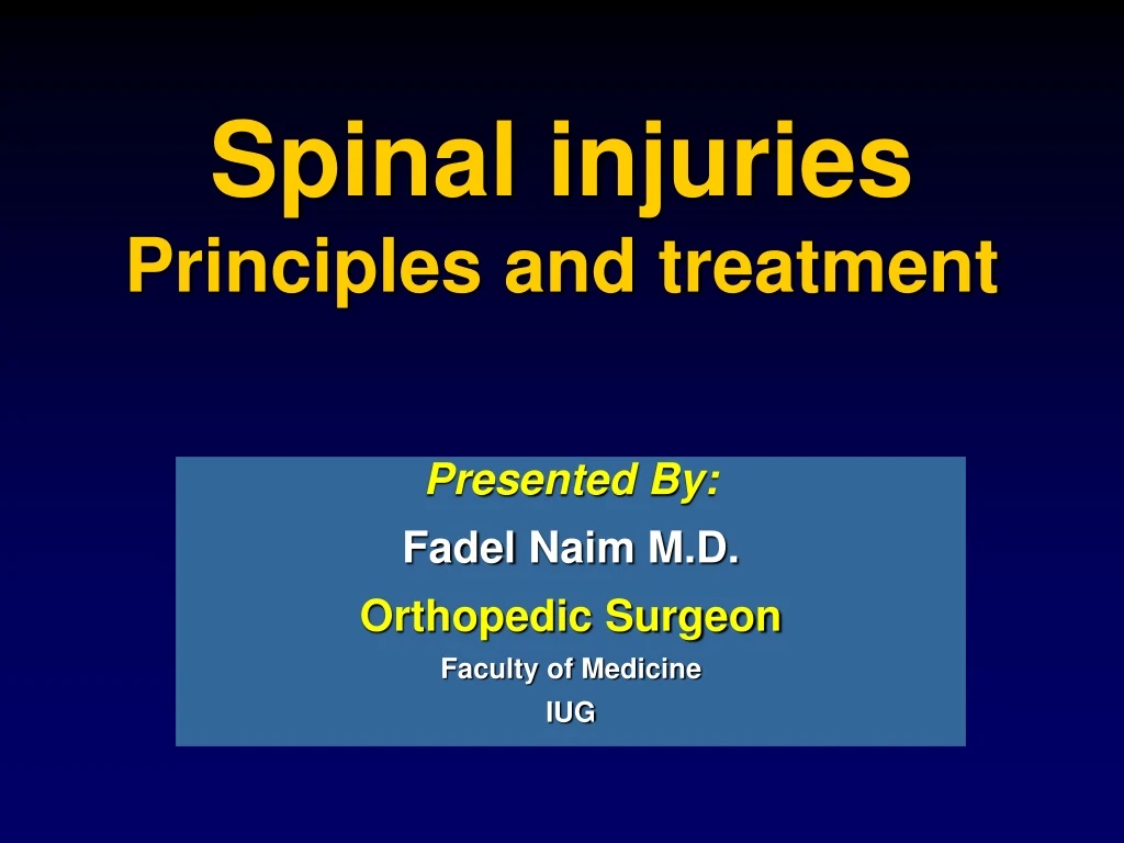 spinal injuries principles and treatment