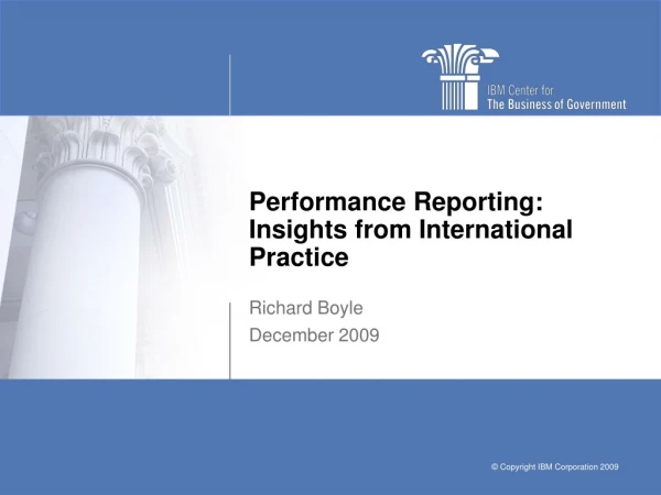 Performance Reporting: Insights from International Practice