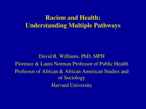 Racism and Health:  Understanding Multiple Pathways