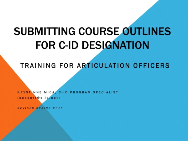 Submitting Course Outlines for C-ID Designation