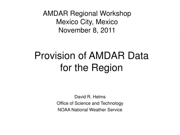 Provision of AMDAR Data  for the Region