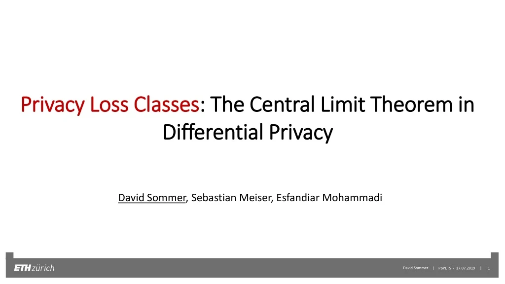 privacy loss classes the central limit theorem in differential privacy