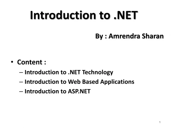 Introduction to .NET