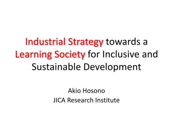 Industrial Strategy  towards a  Learning Society  for Inclusive and Sustainable Development