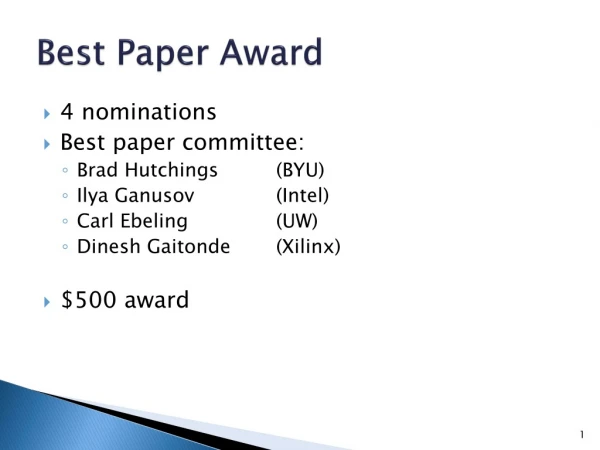 Best Paper Award
