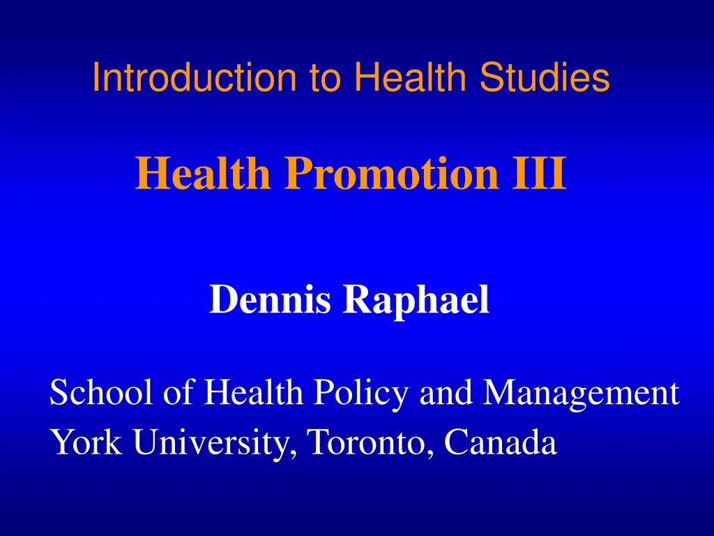 introduction to health studies health promotion iii