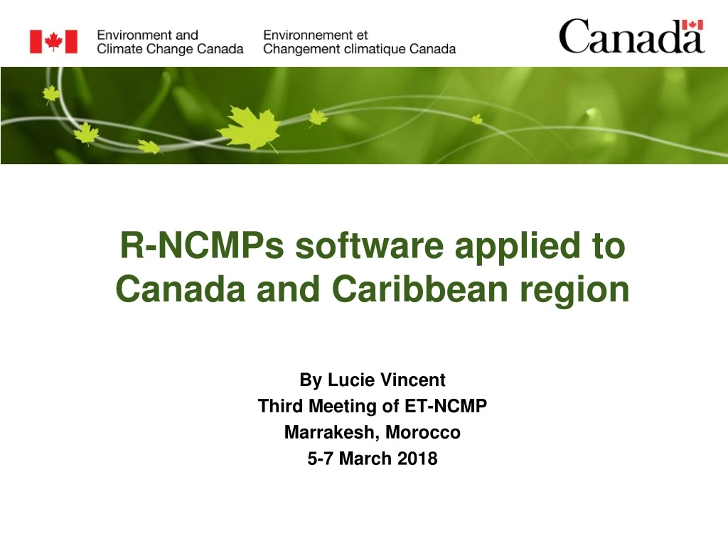 r ncmps software applied to canada and caribbean region