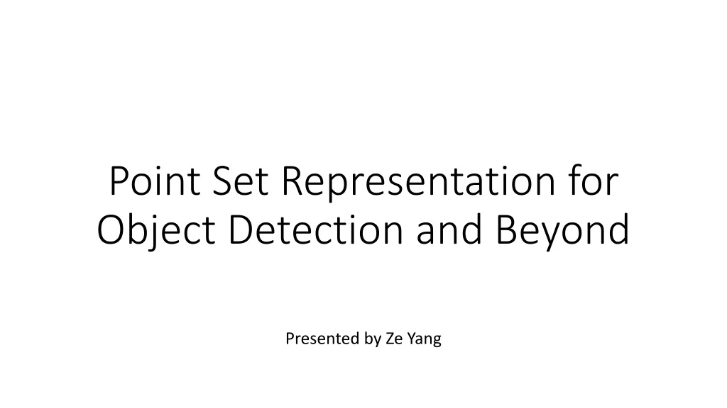 point set representation for object detection and beyond