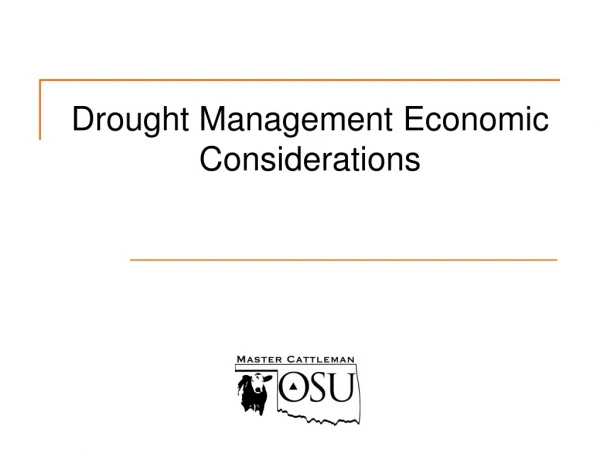 Drought Management Economic Considerations