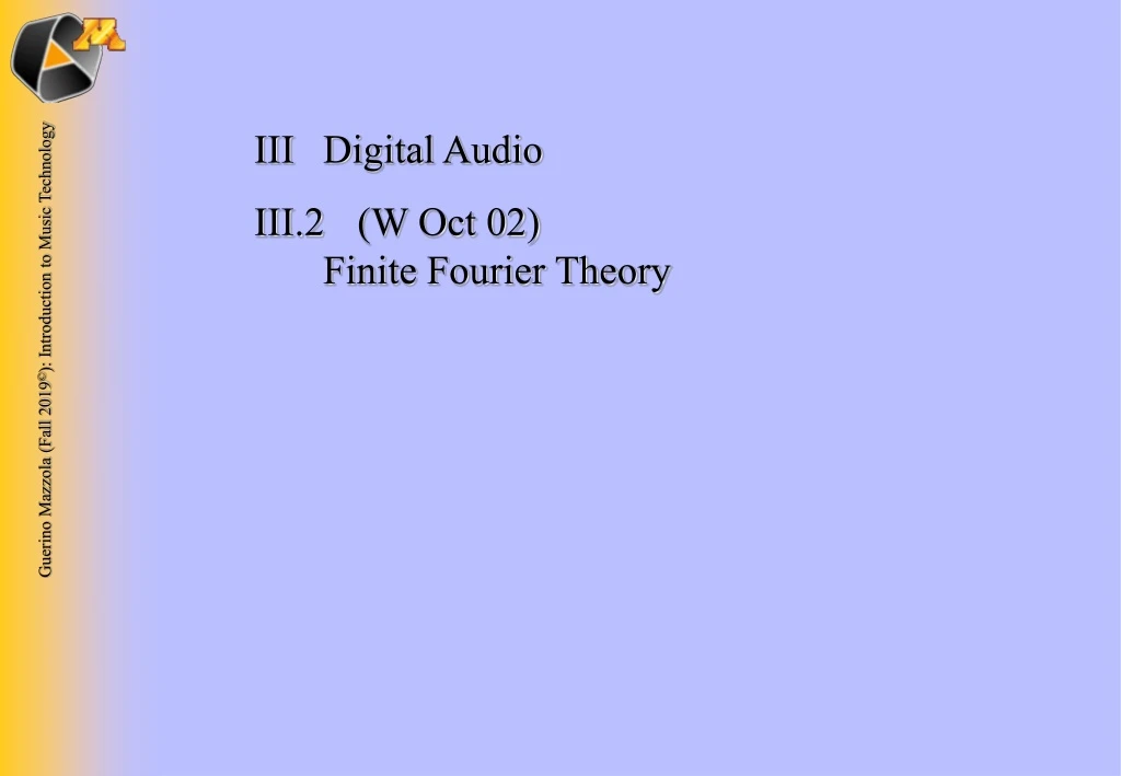 iii digital audio iii 2 w oct 02 finite fourier