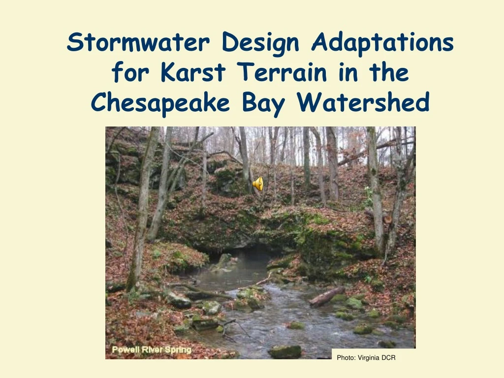 stormwater design adaptations for karst terrain in the chesapeake bay watershed