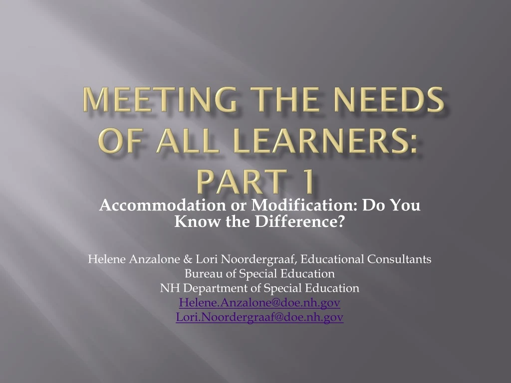 meeting the needs of all learners part 1