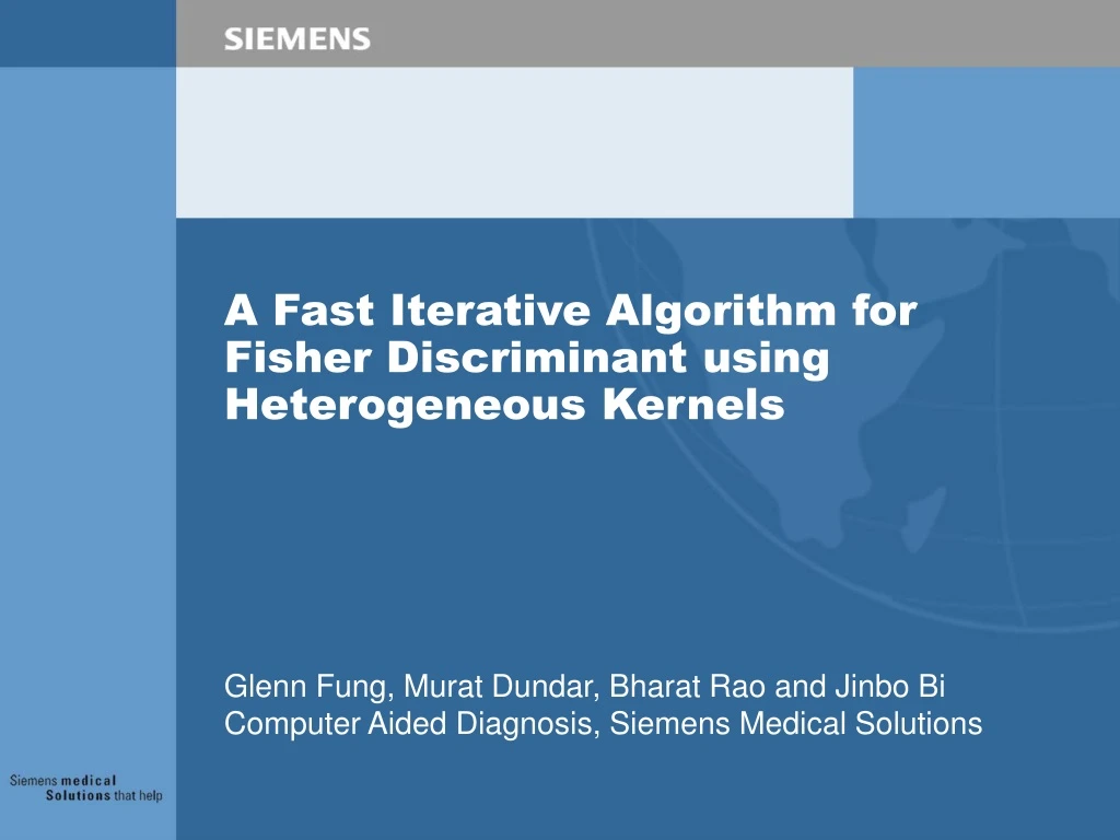 a fast iterative algorithm for fisher discriminant using heterogeneous kernels