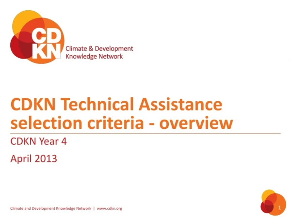 CDKN Technical Assistance selection criteria - overview