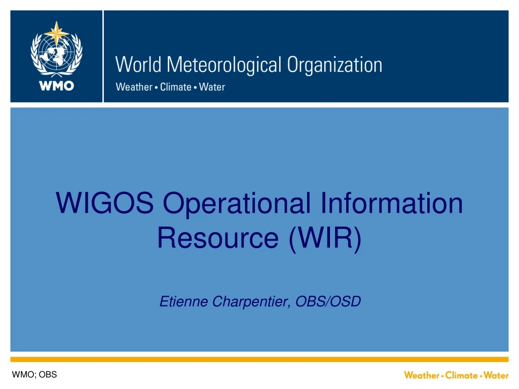 wigos operational information resource wir