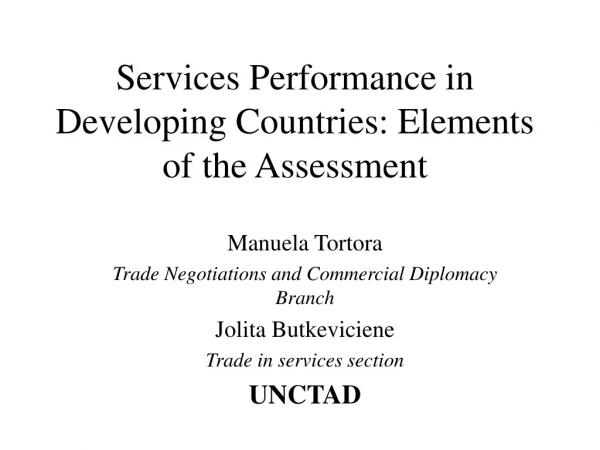 Services Performance in Developing Countries: Elements of the Assessment
