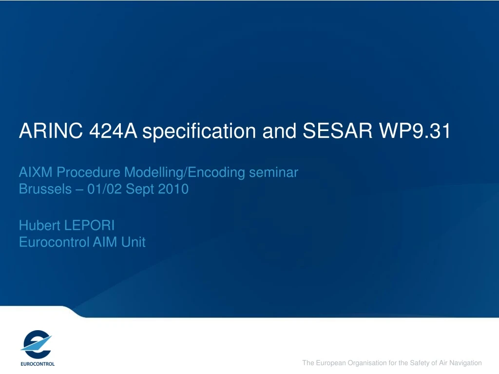 arinc 424a specification and sesar wp9 31