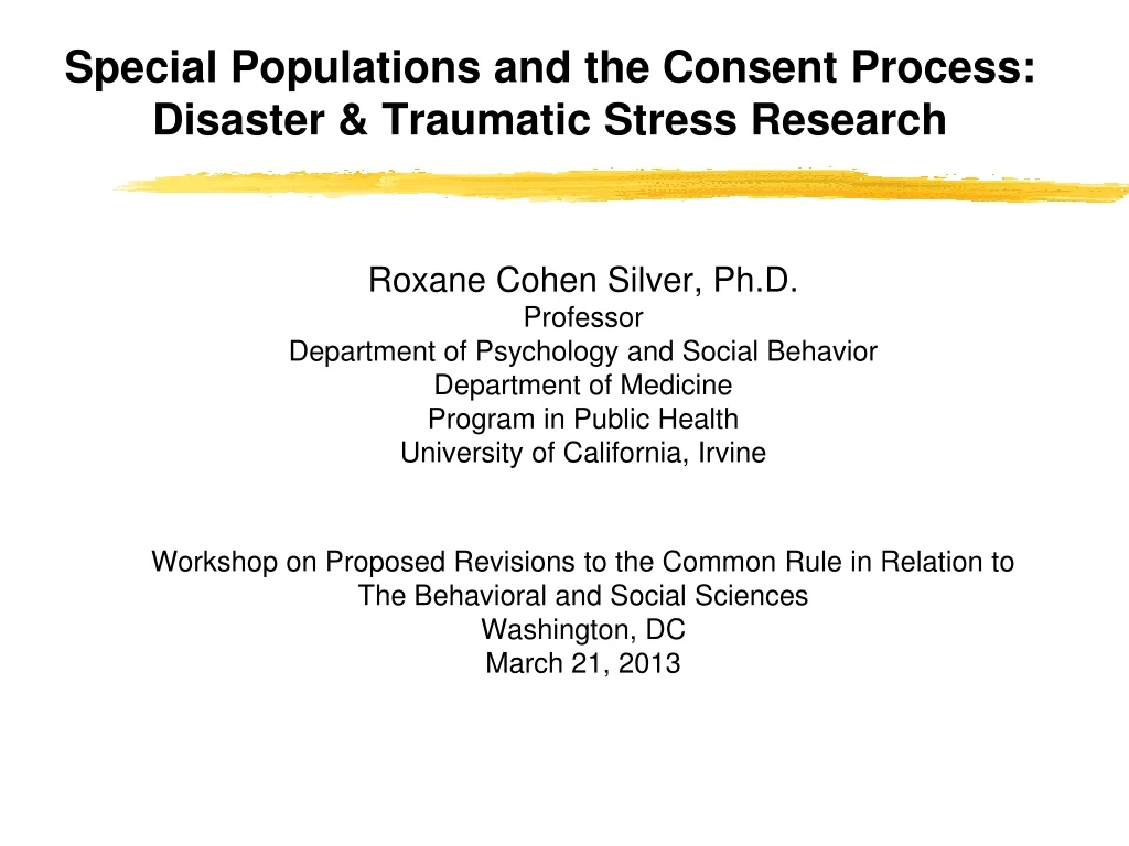 special populations and the consent process disaster traumatic stress research