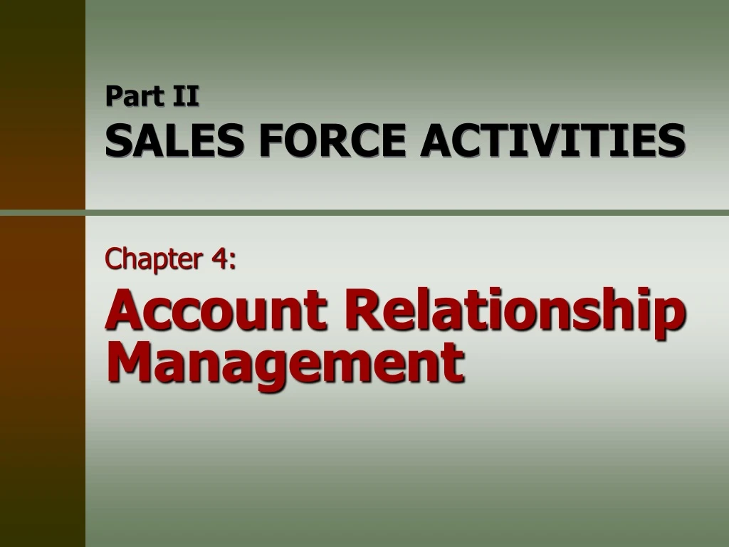 part ii sales force activities