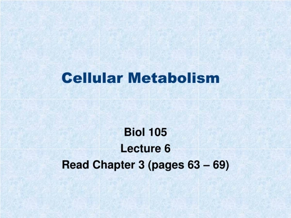 Cellular Metabolism