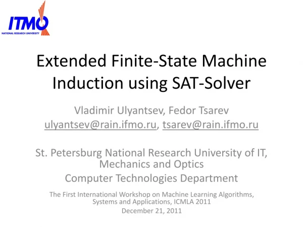 Extended Finite-State Machine Induction using SAT-Solver