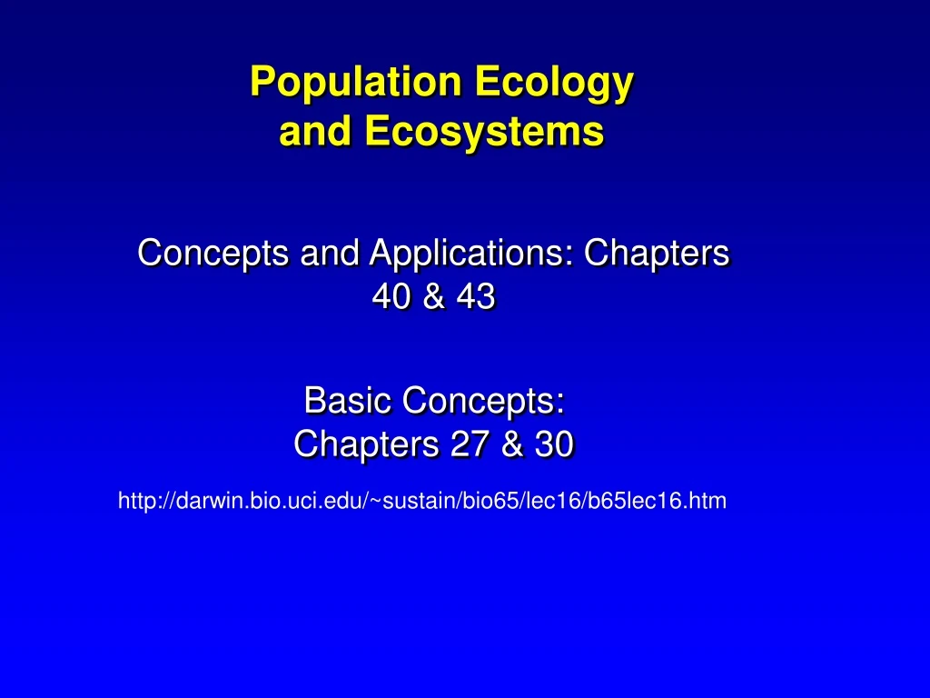 population ecology and ecosystems