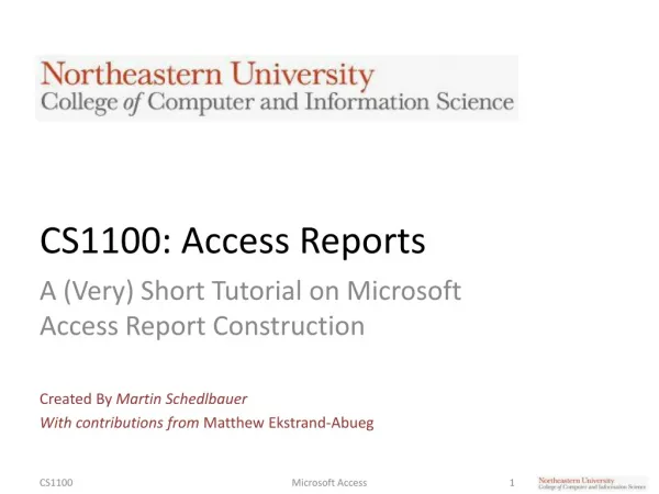 CS1100: Access Reports