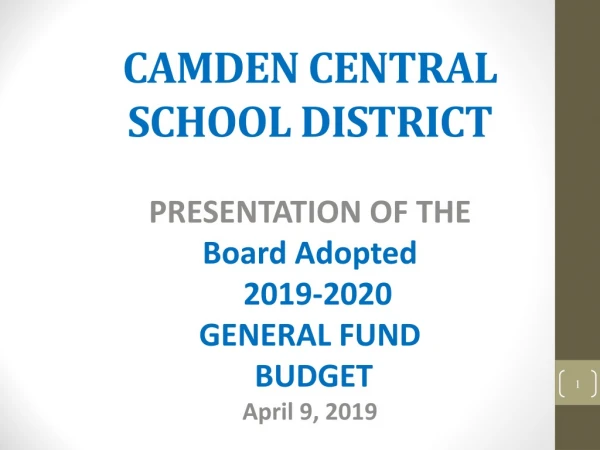 CAMDEN CENTRAL  SCHOOL DISTRICT