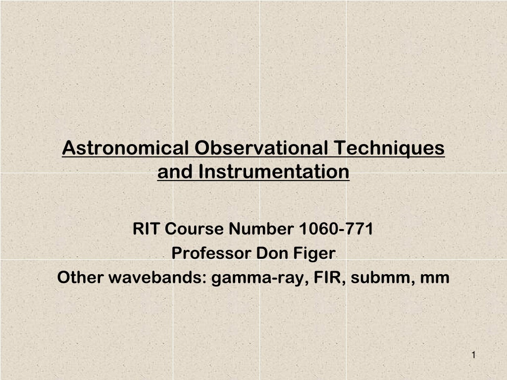 astronomical observational techniques and instrumentation