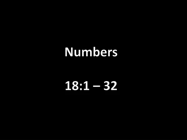 Numbers 18:1 – 32