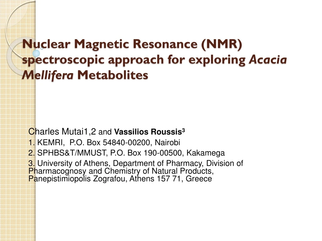 nuclear magnetic resonance nmr spectroscopic approach for exploring acacia mellifera metabolites