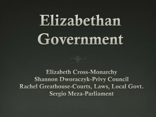 Elizabethan Government