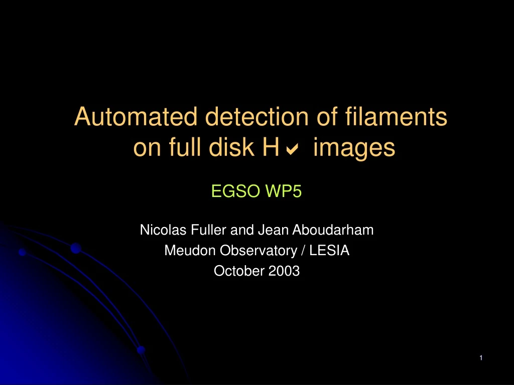 automated detection of filaments on full disk h images