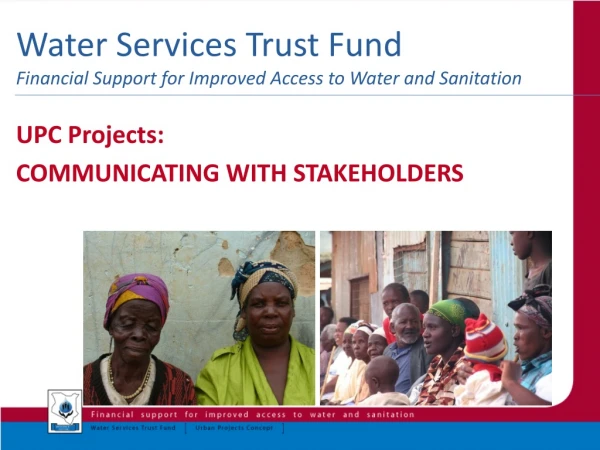 Water Services Trust Fund Financial Support for Improved Access to Water and Sanitation