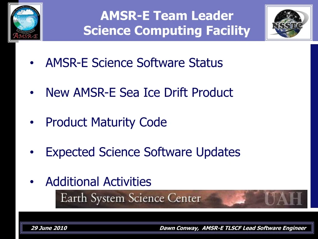 amsr e team leader science computing facility