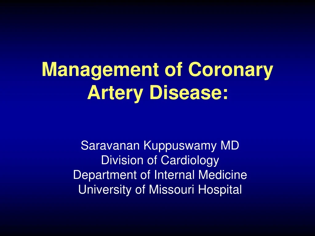 management of coronary artery disease