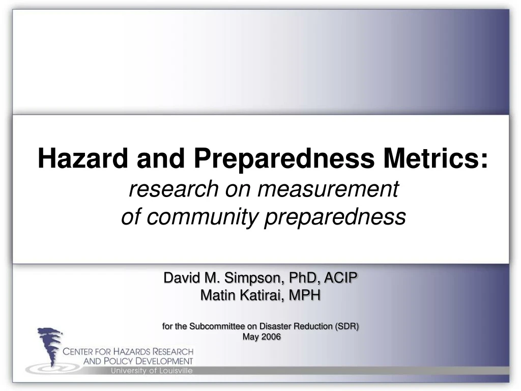 hazard and preparedness metrics research on measurement of community preparedness