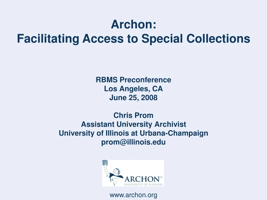 archon facilitating access to special collections
