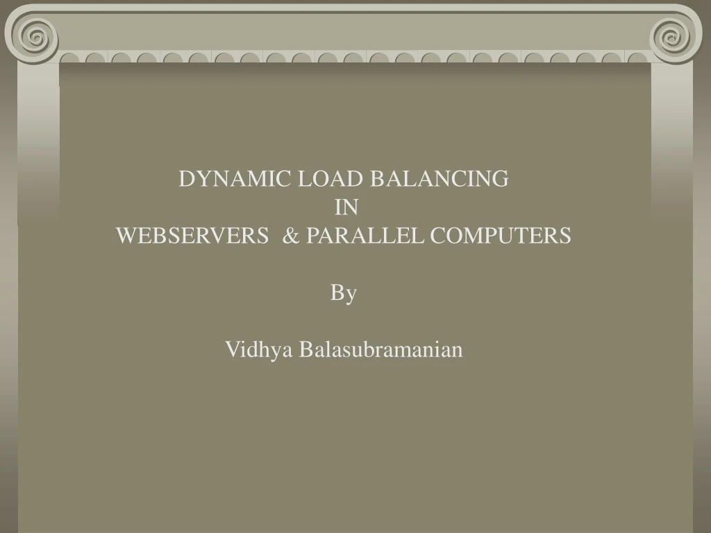 dynamic load balancing in webservers parallel