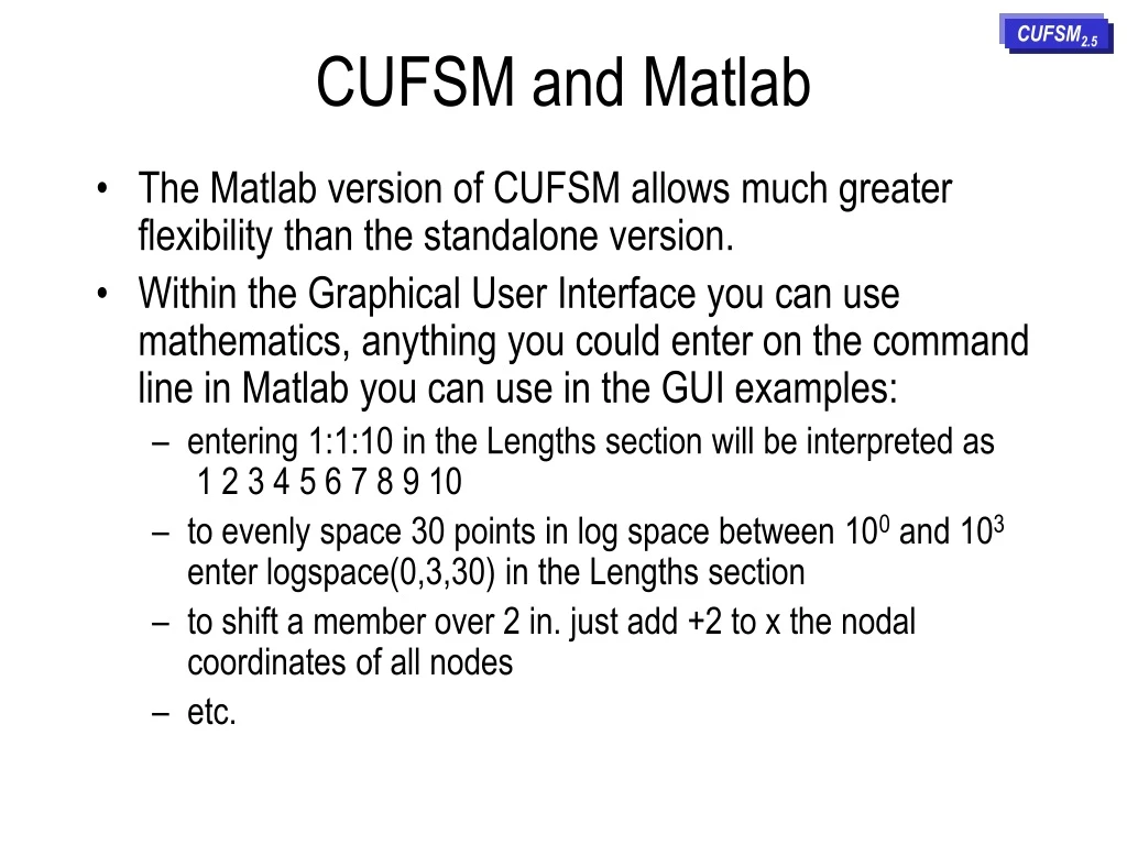 cufsm and matlab