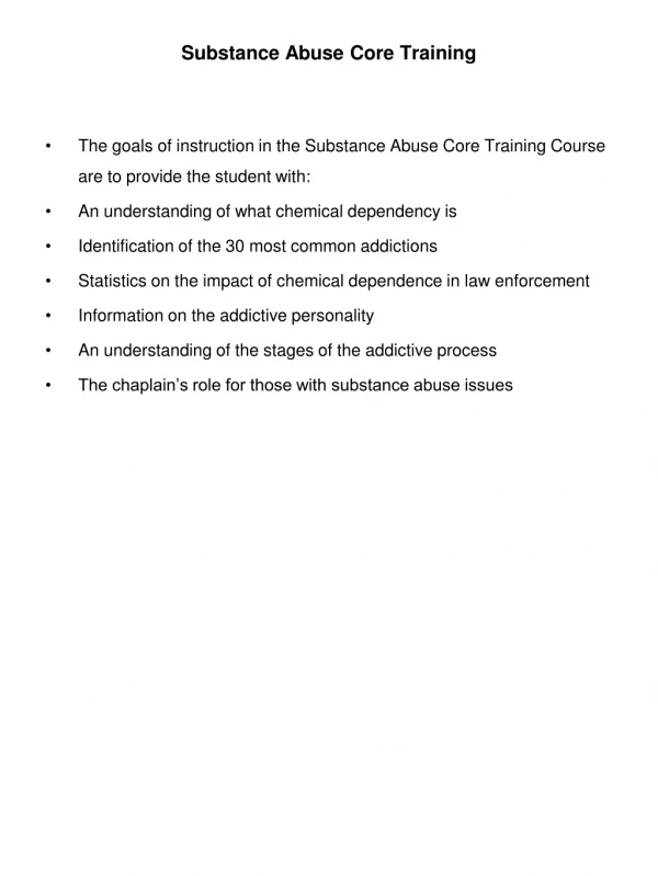 Substance Abuse Core Training