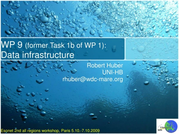 WP 9  (former Task 1b of WP 1):  Data infrastructure