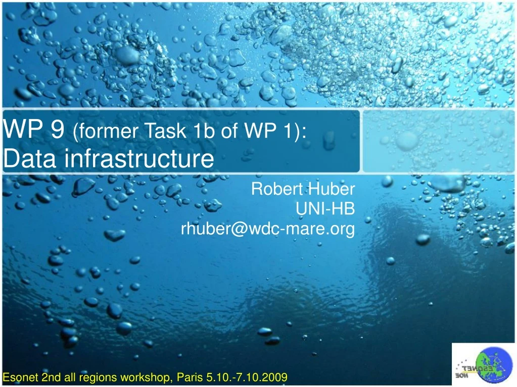 wp 9 former task 1b of wp 1 data infrastructure