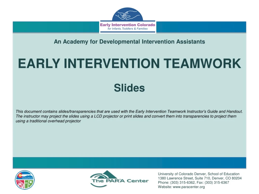 an academy for developmental intervention