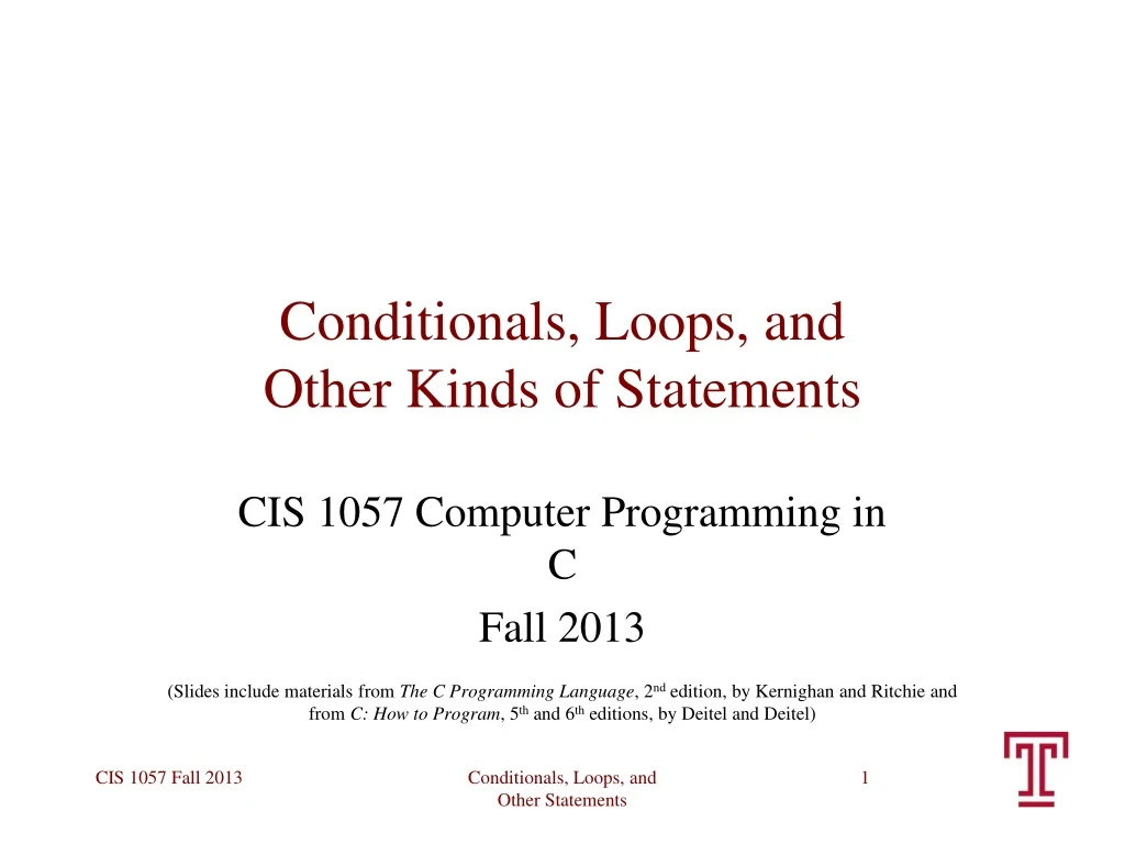 conditionals loops and other kinds of statements