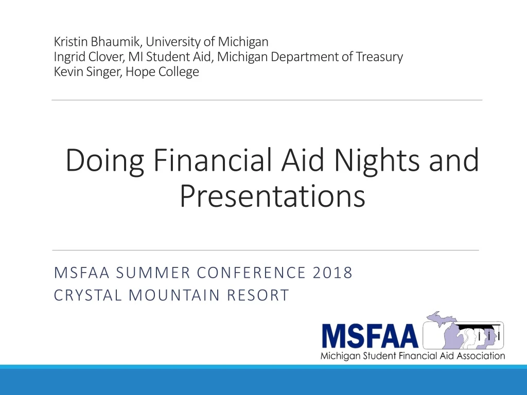 doing financial aid nights and presentations
