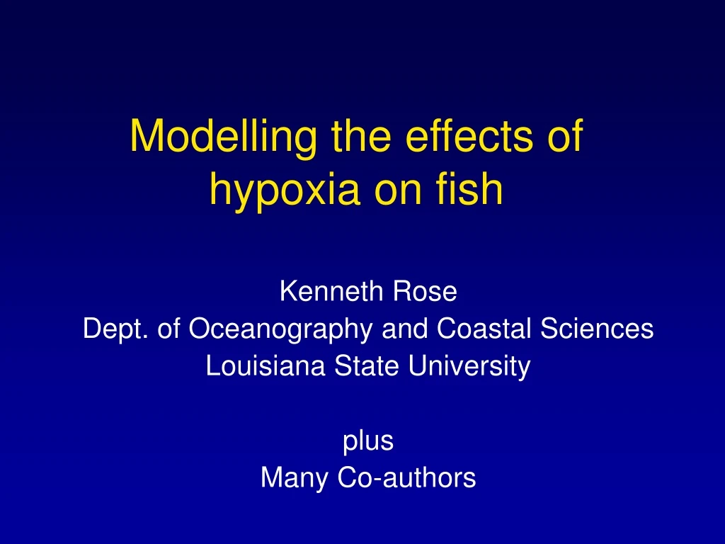 modelling the effects of hypoxia on fish