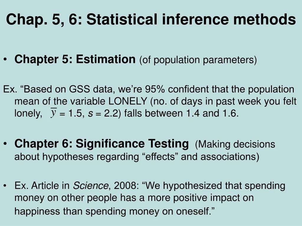 chap 5 6 statistical inference methods