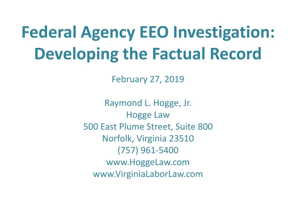 federal agency eeo investigation developing
